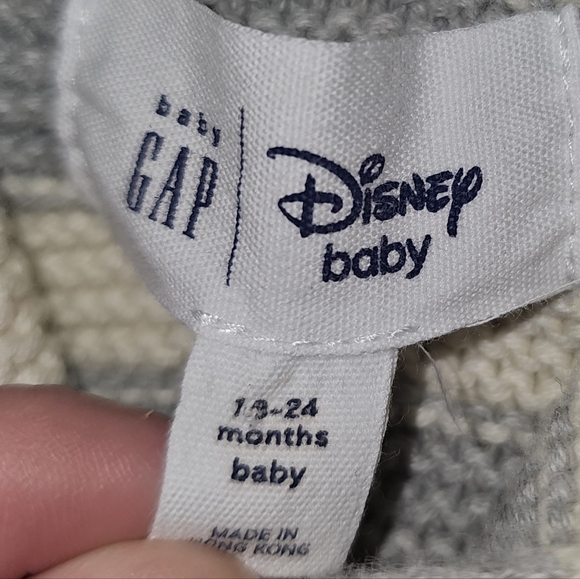 babyGap Disney Mickey Mouse Cardigan Hoodie Gray Striped Sz 18-24M - Picture 6 of 8